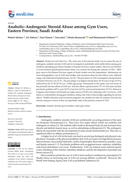 Anabolic–Androgenic Steroid Abuse Among Gym Users, Eastern Province, Saudi Arabia