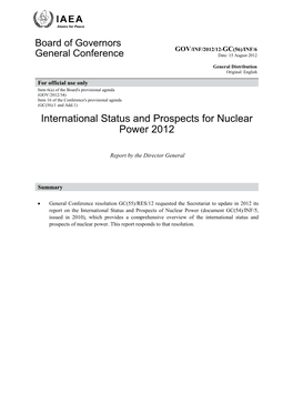 International Status and Prospects for Nuclear Power 2012