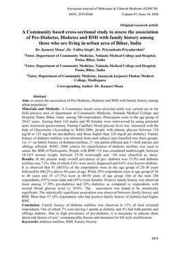 A Community Based Cross-Sectional Study to Assess the Association Of