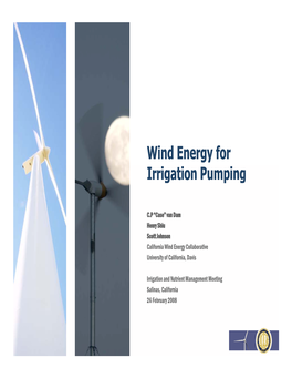 Wind Energy for Irrigation Pumping