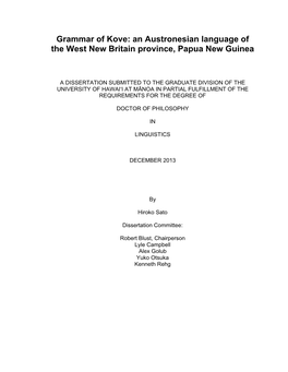 An Austronesian Language of the West New Britain Province, Papua New Guinea