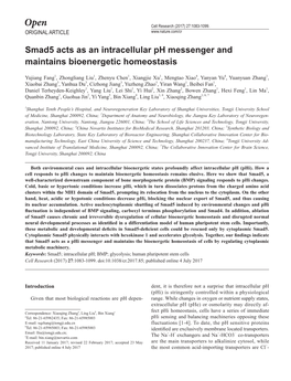 Smad5 Acts As an Intracellular Ph Messenger and Maintains Bioenergetic Homeostasis