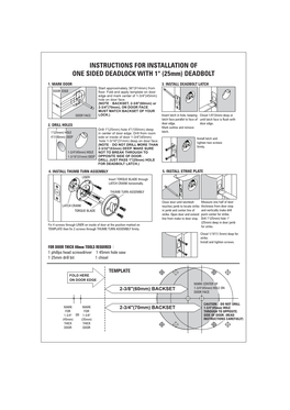 INSTRUCTIONS for INSTALLATION of ONE SIDED DEADLOCK with 1