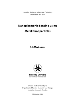 Nanoplasmonic Sensing Using Metal Nanoparticles