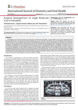 Surgical Management of Large Radicularcyst in Mandible