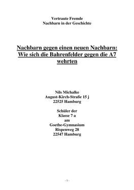 Nachbarn Gegen Einen Neuen Nachbarn: Wie Sich Die Bahrenfelder Gegen Die A7 Wehrten