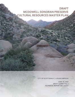 Draft Mcdowell Sonoran Preserve Cultural Resources Master Plan