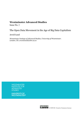 Westminster Advanced Studies the Open Data Movement in The