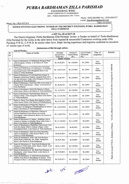 Purba Bardhaman Zilla Par/Shad Engineering Wing Court Compound, P.O.