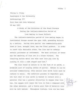 A Study of the Evolution of the Blast Furnace During Theindirect