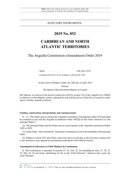 The Anguilla Constitution (Amendment) Order 2019