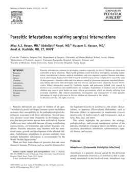Parasitic Infestations Requiring Surgical Interventions