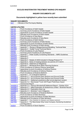 Inquiry Documents List 11 2 19