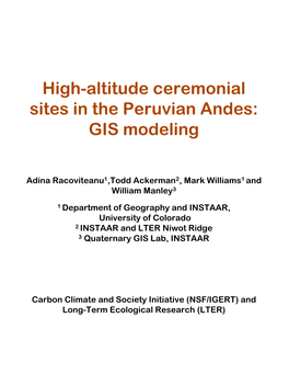 High-Altitude Ceremonial Sites in the Peruvian Andes: GIS Modeling