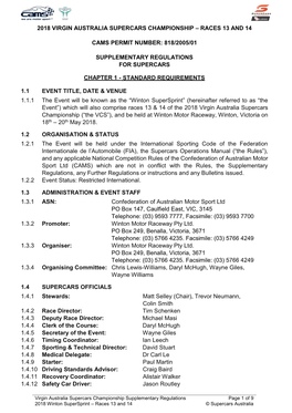 Supplementary Regulations for Supercars