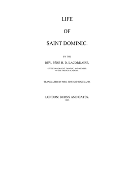 Life of Saint Dominic