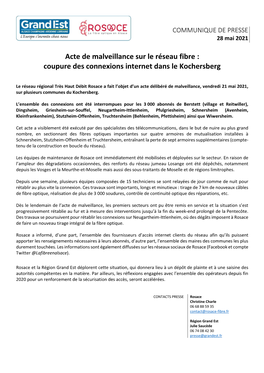 Acte De Malveillance Sur Le Réseau Fibre : Coupure Des Connexions Internet Dans Le Kochersberg