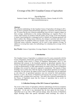 Coverage of the 2011 Canadian Census of Agriculture