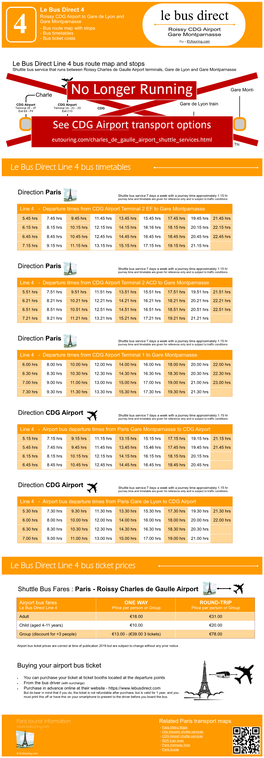 Le Bus Direct Line 4 for CDG Airport Via Eutouring