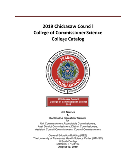 2019 Chickasaw Council College of Commissioner Science College Catalog