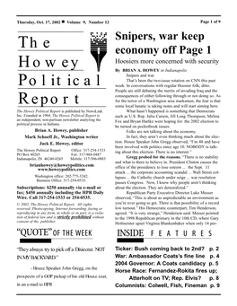 The Howey Political Report Is Published by Newslink What Hasn’T Happened Is Something That Democrats Inc