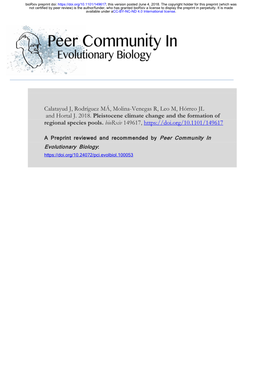 Pleistocene Climate Change and the Formation of Regional Species Pools