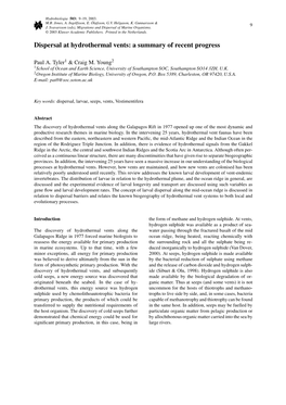 Dispersal at Hydrothermal Vents: a Summary of Recent Progress