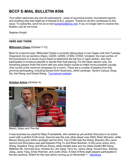 Bccf E-Mail Bulletin #306