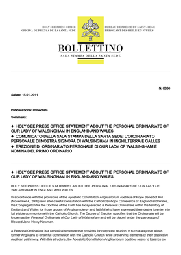 Holy See Press Office Statement About The