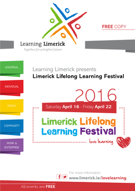 Learning Limerick Presents Limerick Lifelong Learning Festival