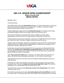 38Th US SENIOR OPEN CHAMPIONSHIP