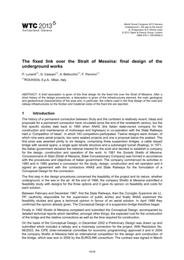 The Fixed Link Over the Strait of Messina: Final Design of the Underground Works