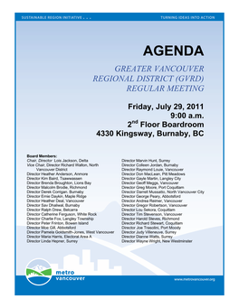 GVRD Board Meeting Agenda Package