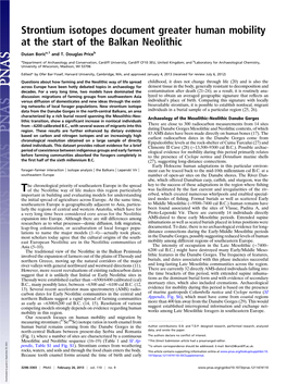 Strontium Isotopes Document Greater Human Mobility at the Start of the Balkan Neolithic