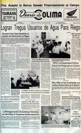 Logran Tregua Usuarios De Agua Para Riego