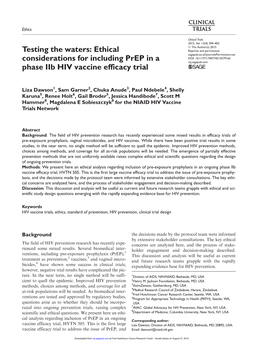 Ethical Considerations for Including Prep in a Phase Iib HIV Vaccine