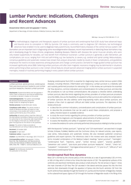 Lumbar Puncture: Indications, Challenges and Recent Advances