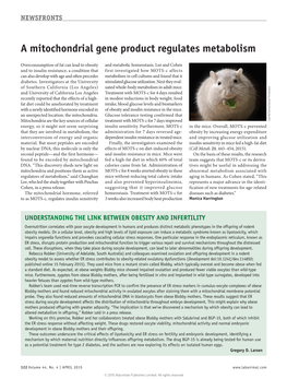 A Mitochondrial Gene Product Regulates Metabolism