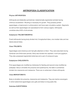 Artropoda Classification