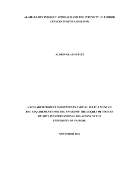Al-Shabaab's Indirect Approach and the Intensity of Terror Attacks in Kenya