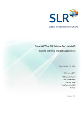 Taranaki West 3D Seismic Survey MMIA