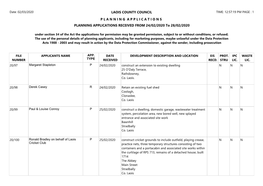 PLANNING APPLICATIONS RECEIVED from 24/02/2020 to 28/02/2020