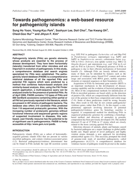 Towards Pathogenomics: a Web-Based Resource for Pathogenicity Islands