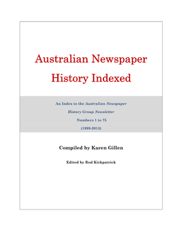 Australian Newspaper History Indexed