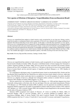 New Species of Histiotus (Chiroptera: Vespertilionidae) from Northeastern Brazil