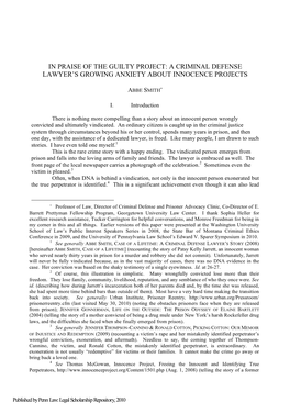 In Praise of the Guilty Project: a Criminal Defense Lawyer’S Growing Anxiety About Innocence Projects