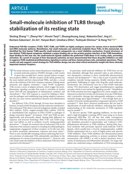 Small-Molecule Inhibition of TLR8 Through Stabilization of Its Resting State