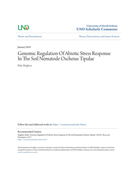 Genomic Regulation of Abiotic Stress Response in the Soil Nematode Oscheius Tipulae
