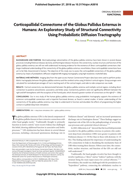 Corticopallidal Connectome of the Globus Pallidus Externus in Humans: an Exploratory Study of Structural Connectivity Using Probabilistic Diffusion Tractography