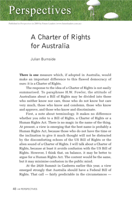 A Charter of Rights for Australia